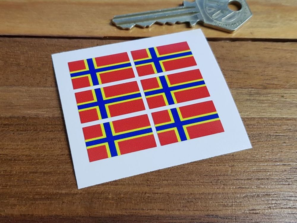 Orkney Islands Flag Small Coloured Stickers. Set of 6. 25mm.