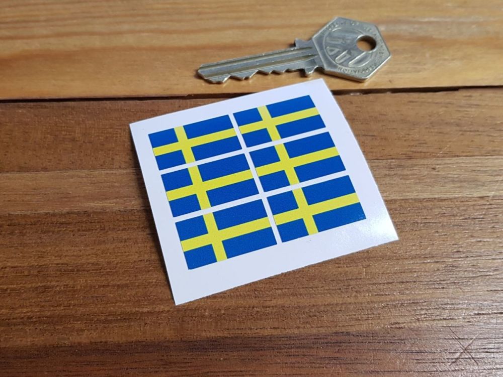 Sweden Swedish Flag Small Coloured Stickers. Set of 6. 25mm.