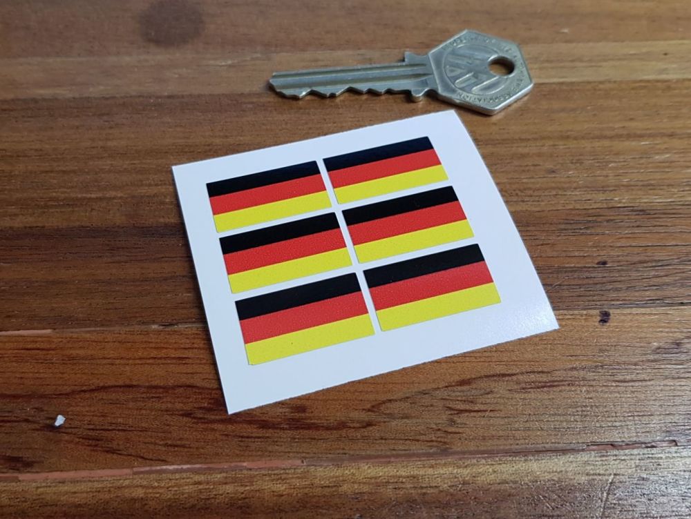 Germany German Flag Small Coloured Stickers. Set of 6. 25mm.