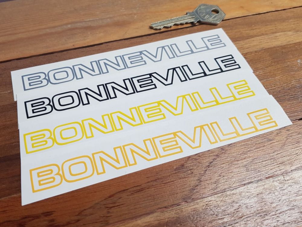 Bonneville Cut Vinyl Outline Style Text Stickers. 6" Pair.