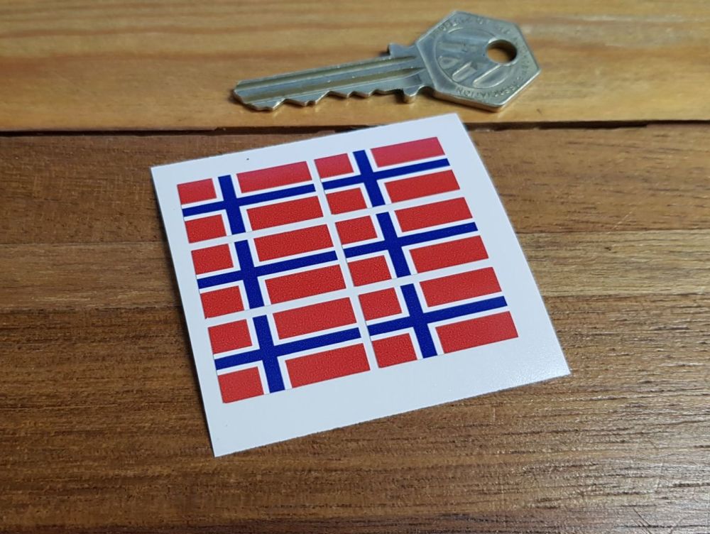 Norway Norwegian Flag Small Coloured Stickers. Set of 6. 25mm.