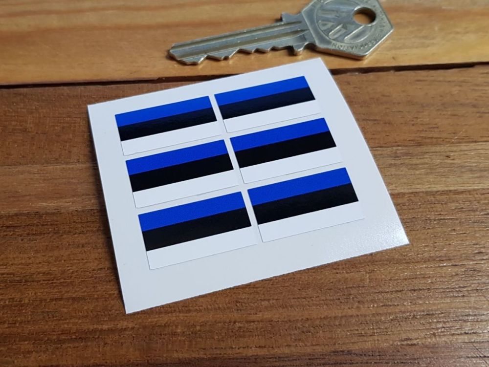 Estonia Estonian Flag Small Coloured Stickers. Set of 6. 25mm.