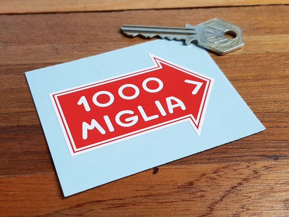 Mille Miglia Directional Arrow with Coachline Sticker. 3".