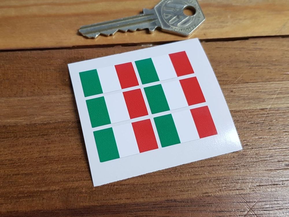 Italian Flag Small Coloured Stickers. Set of 6. 25mm.