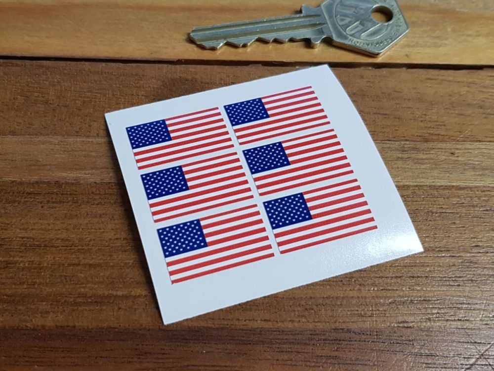 American Flag Small Coloured Stickers. Set of 6. 25mm.