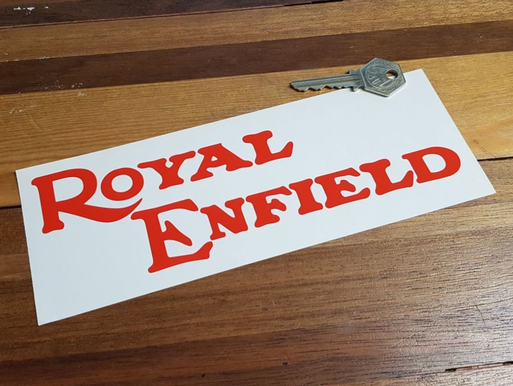 Royal Enfield Cut Vinyl Text Stickers - Bright or Dark Red - 8.25" Pair