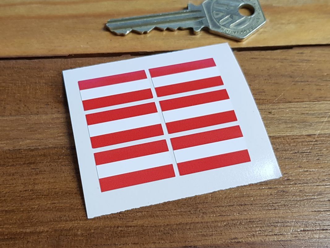 Austrian Flag Small Coloured Stickers. Set of 6. 25mm.