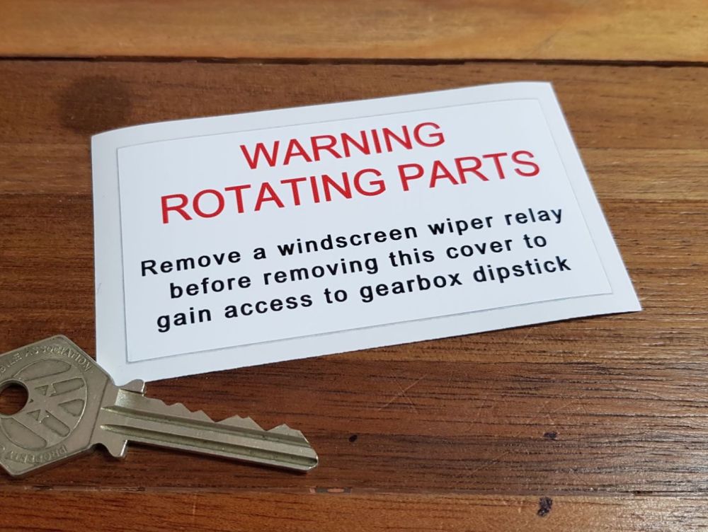 Warning Rotating Parts Cover Sticker 3.75