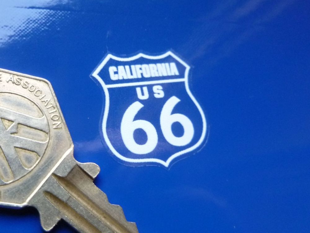 Route 66 Full State Set White & Clear Stickers. 1". Set of 10.