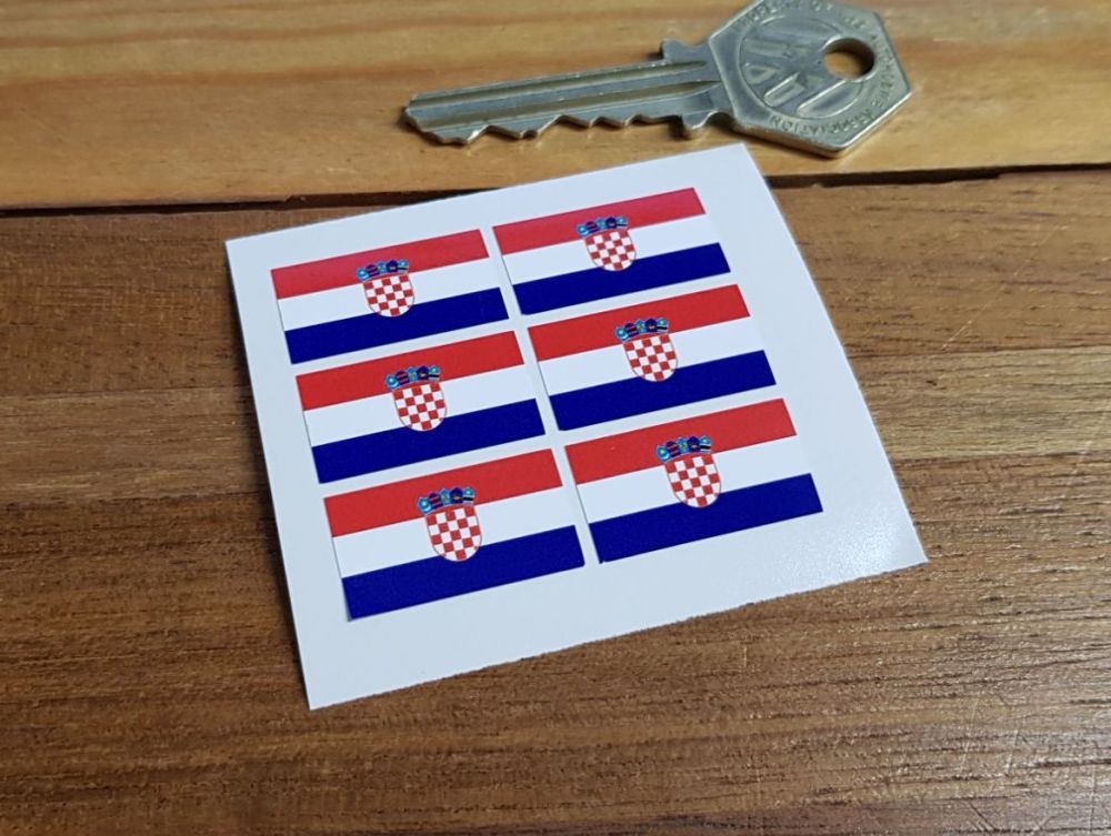 Croatia Flag Small Coloured Stickers. Set of 6. 25mm.