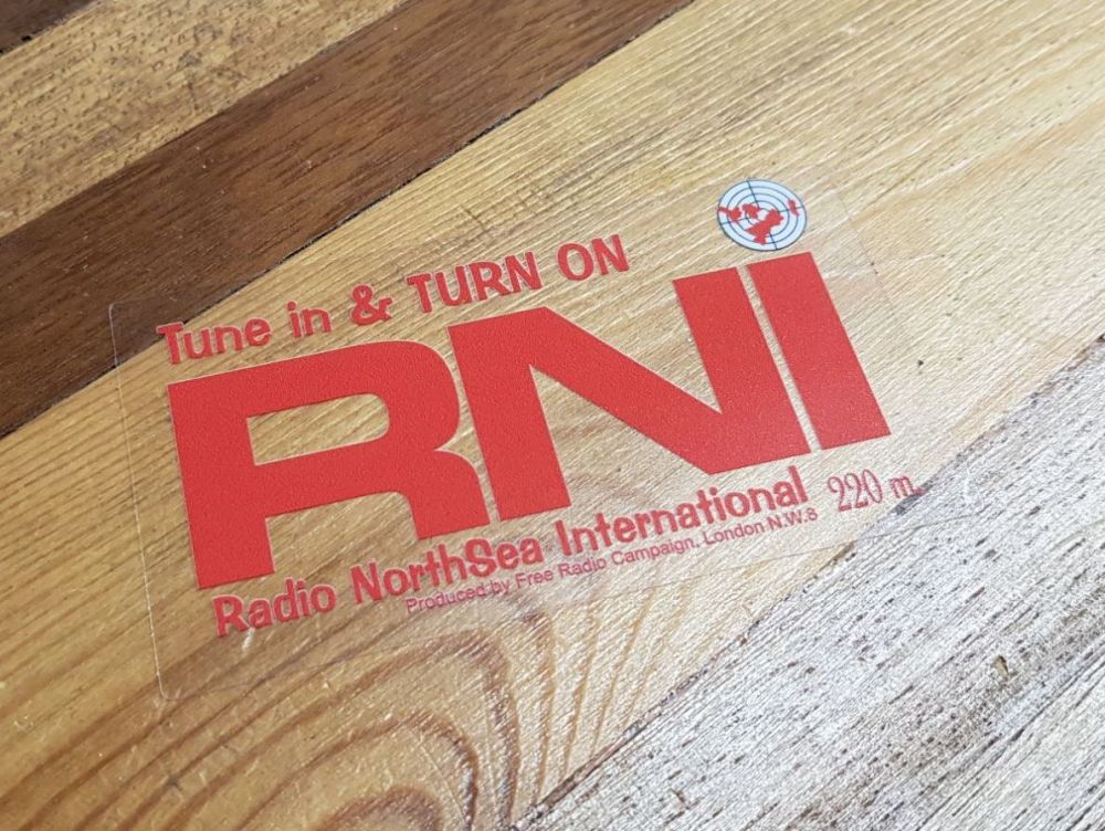 Radio RNI NorthSea International Red & Clear Sticker. 3.5