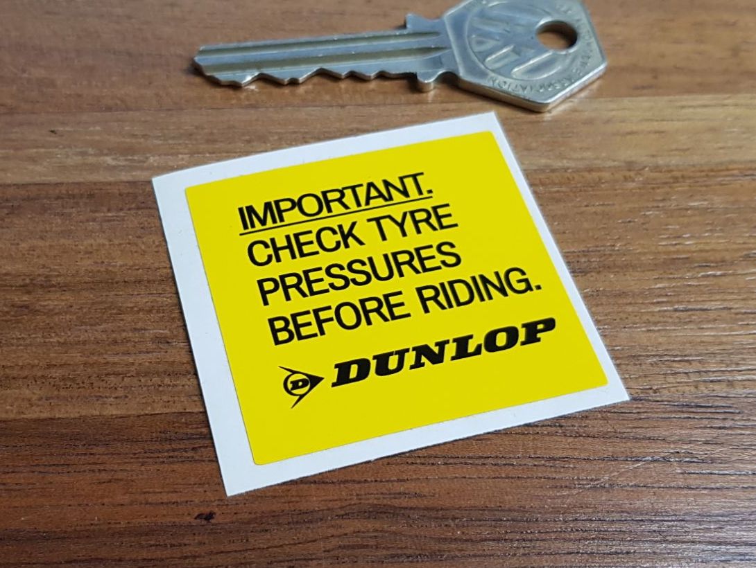 Dunlop Check Tyre Pressure Sticker 46mm