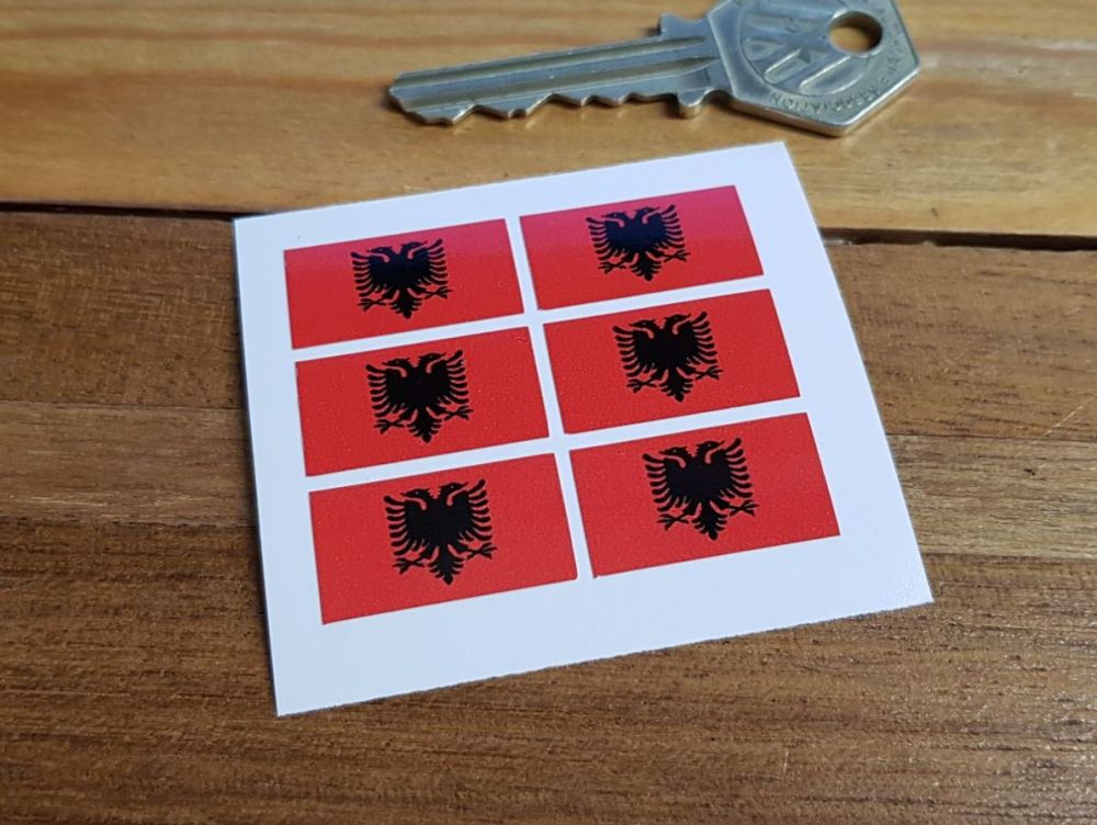 Albanian Flag Small Coloured Stickers. Set of 6. 25mm.