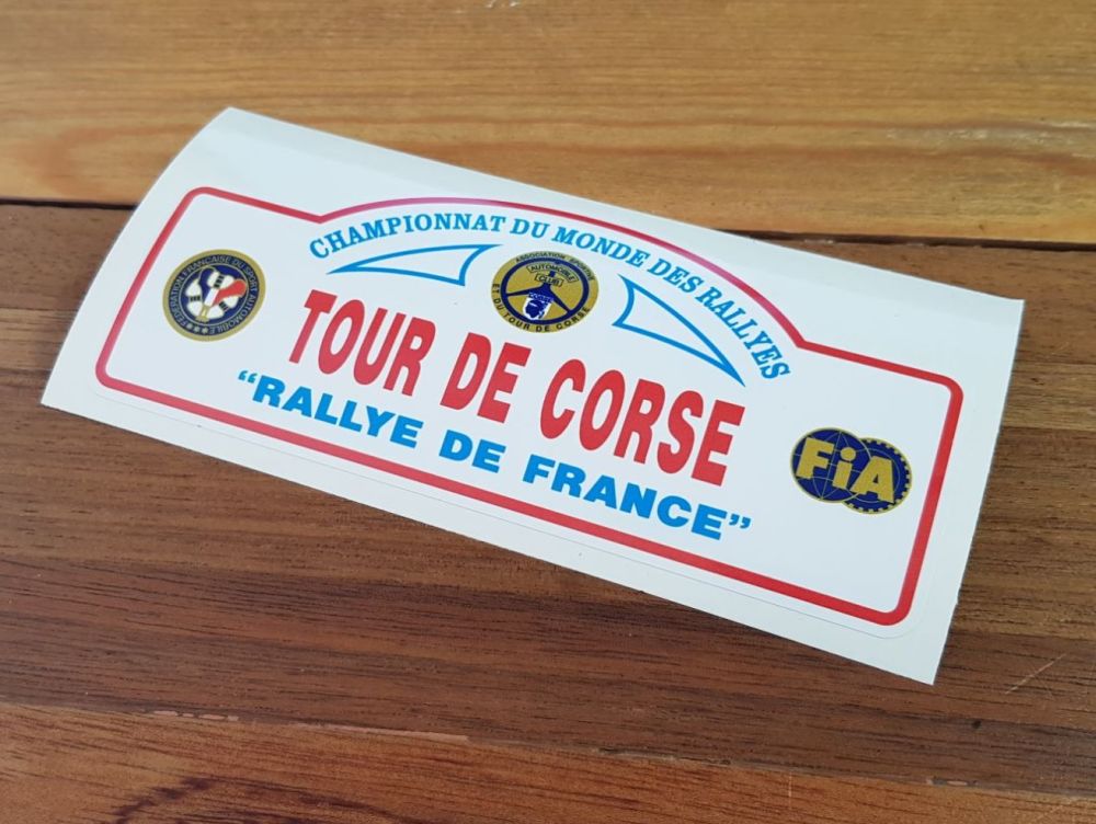 Tour De Corse Rallye De France Rally Plate Style Sticker. 16".