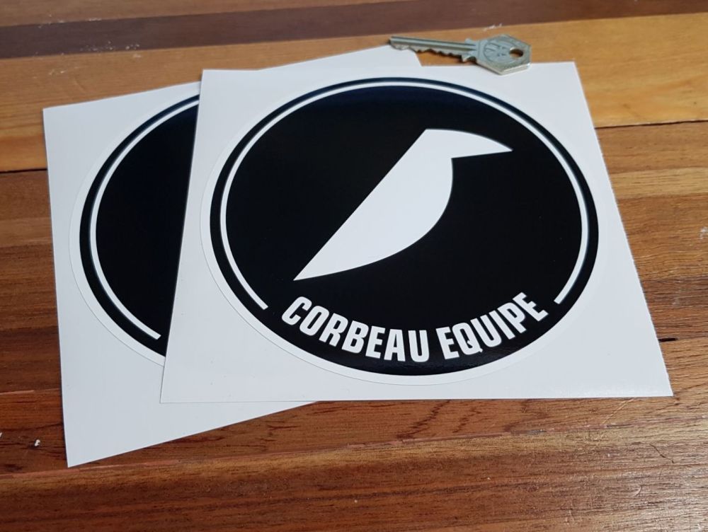 Corbeau Equipe Round Stickers. 3.5" or 6" Pair.