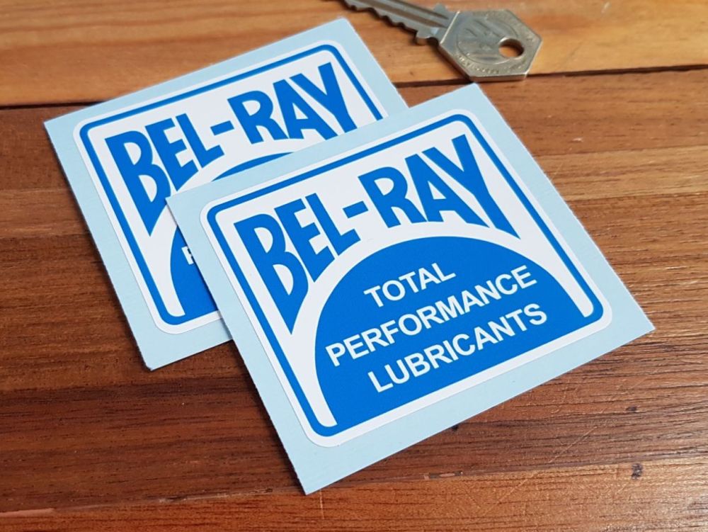 Bel-Ray Total Performance Lubricants Stickers. 70mm or 100mm Pair.