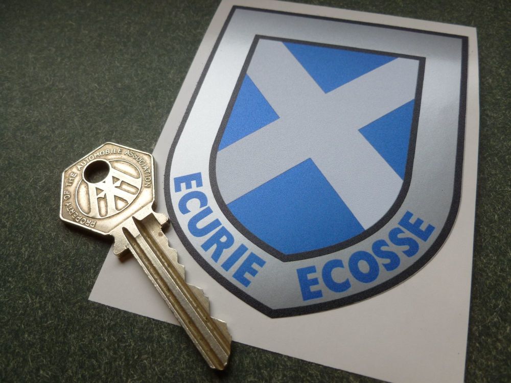 Ecurie Ecosse Scottish Saltire Silver Shield Premium Sticker. 3.5