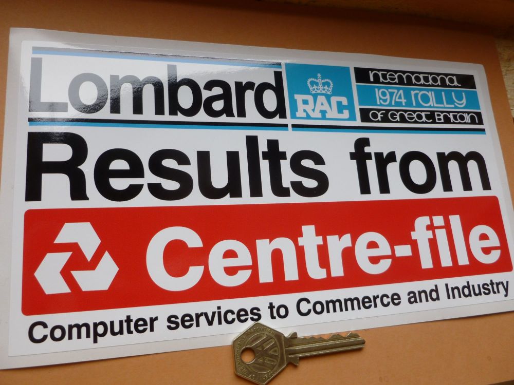 Lombard Results from Centre-File RAC 1974 Rally Plate. 10".