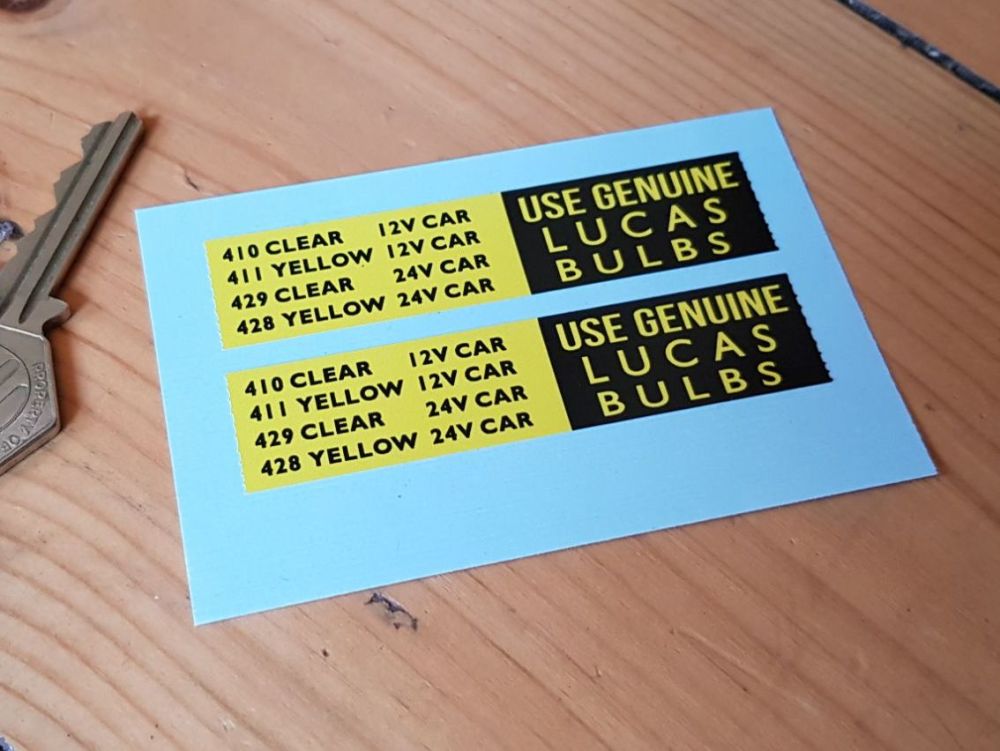 Lucas Bulb Tape Stickers 80mm Pair