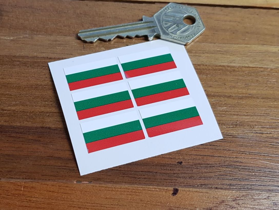 Bulgaria Flag Small Coloured Stickers. Set of 6. 25mm.