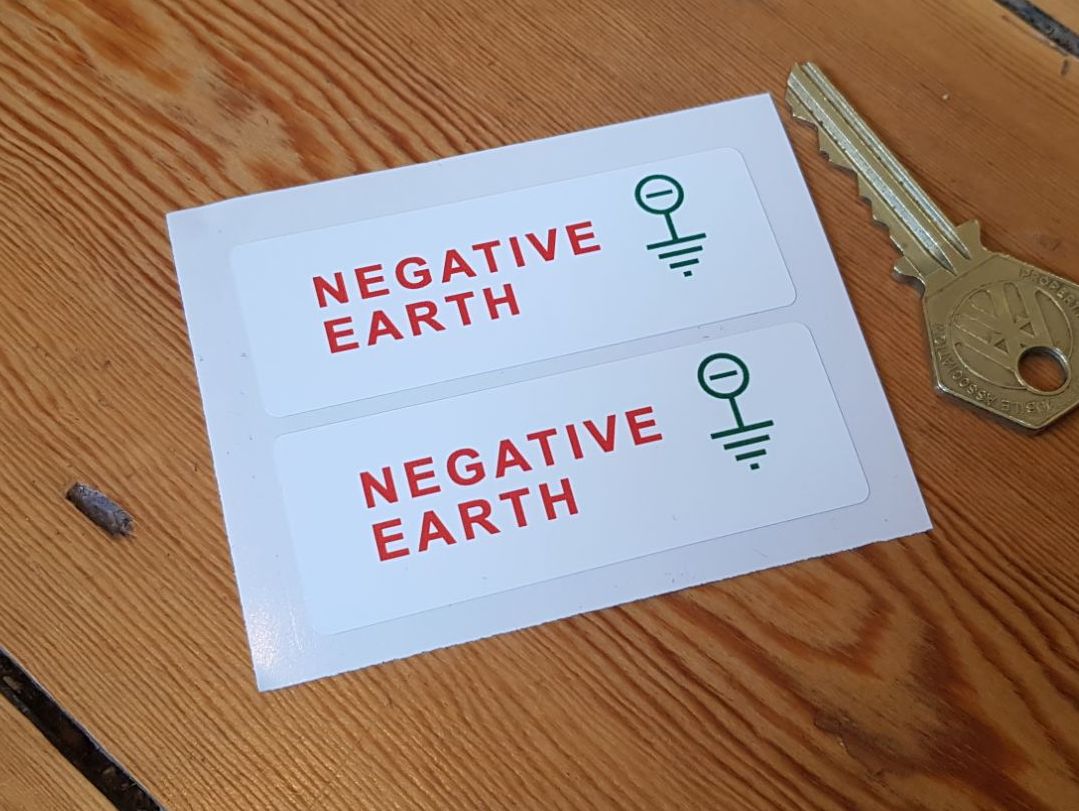 Negative Earth - Stickers 72mm x 26mm Pair