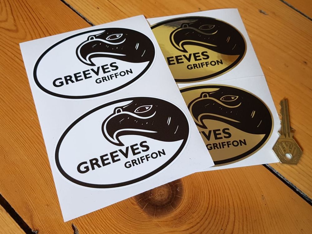 Greeves Griffon Oval Stickers - 4.75" Pair
