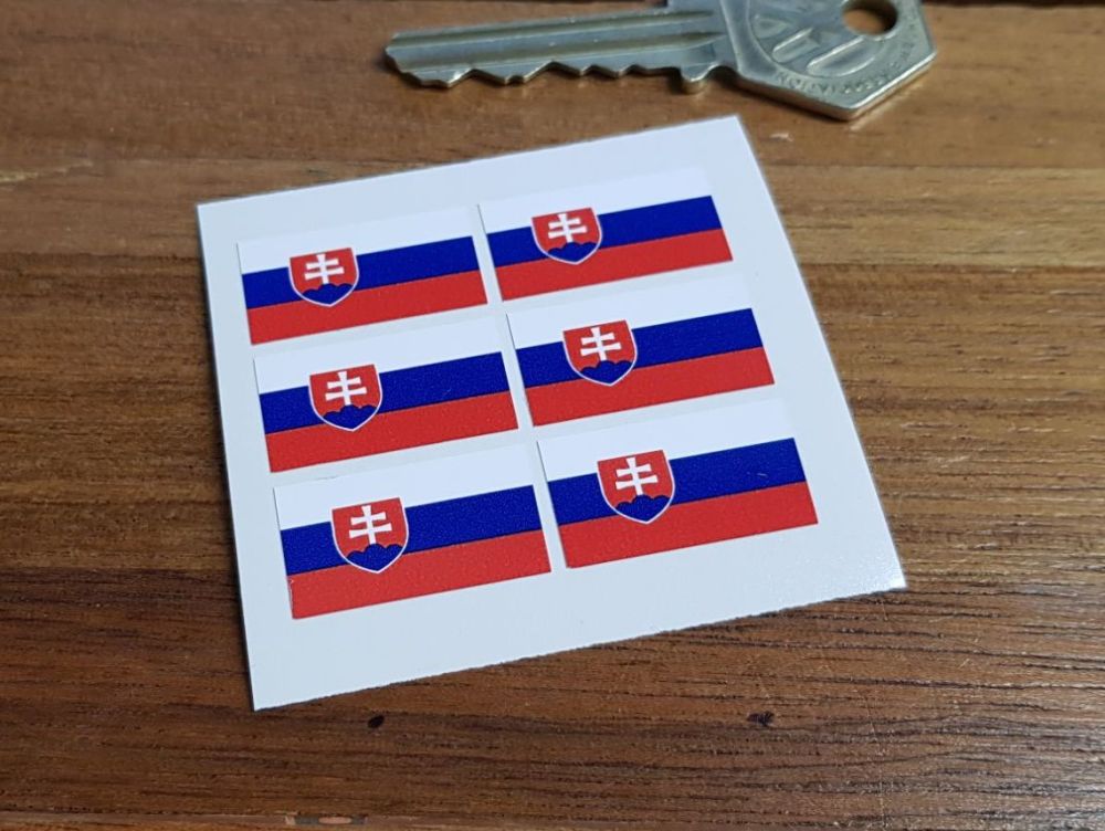 Slovakia Flag Small Coloured Stickers. Set of 6. 25mm.