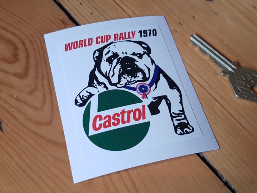 World Cup Rally 1970 Castrol Bulldog Sticker 2.75