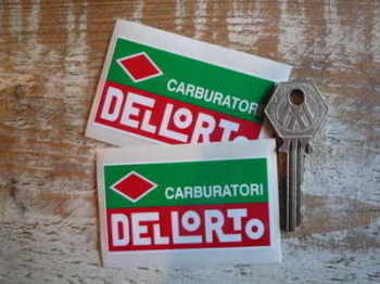 Dellorto Carburatori, Red & Green With Diamond Stickers Pair 2.75"