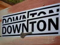Downton Text Cut Vinyl Stickers. 10" or 12" Pair.