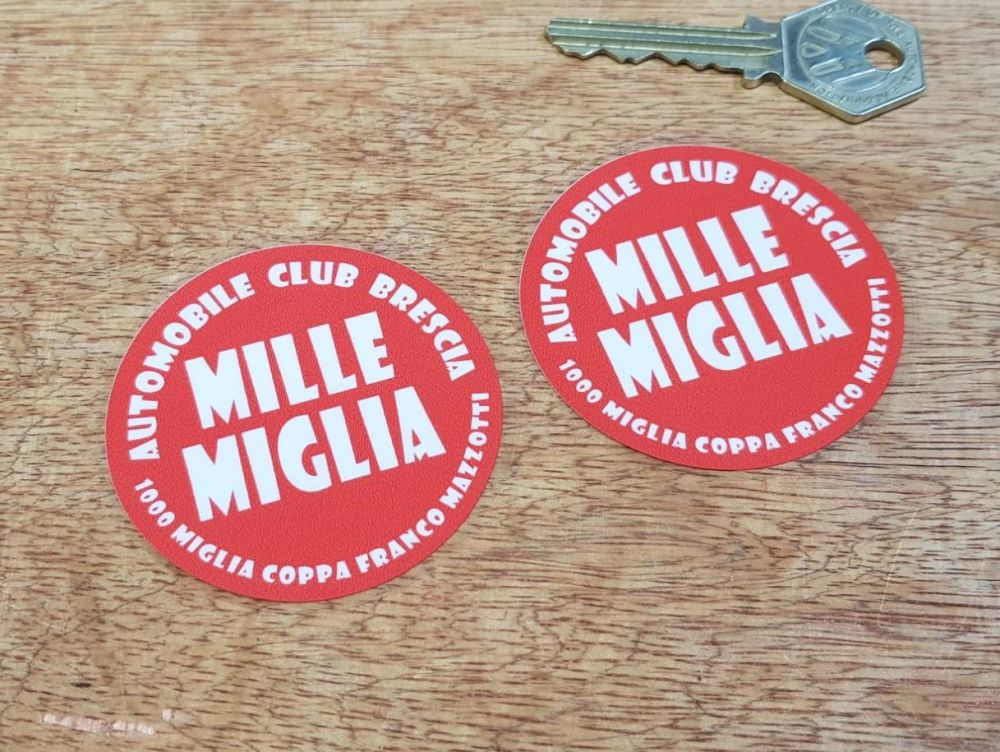 Mille Miglia Automobile Club Brescia Window Stickers 60mm Pair