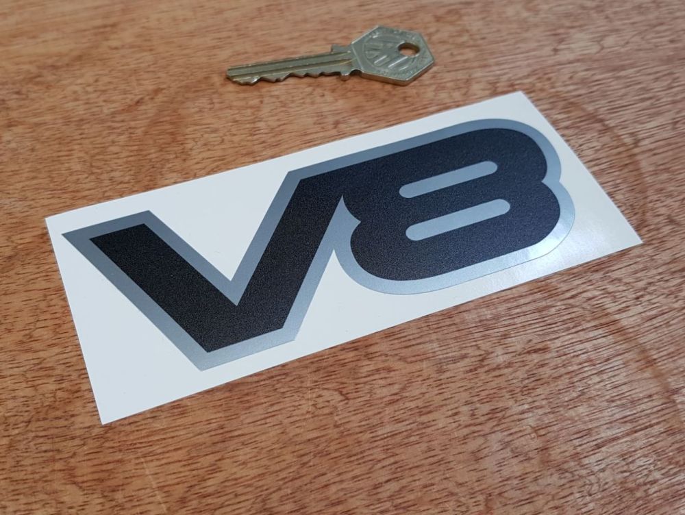V8 Black & Silver Sticker 5.25