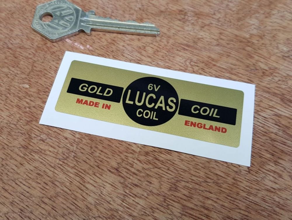 Lucas Gold Coil Sticker. 6V. 25.
