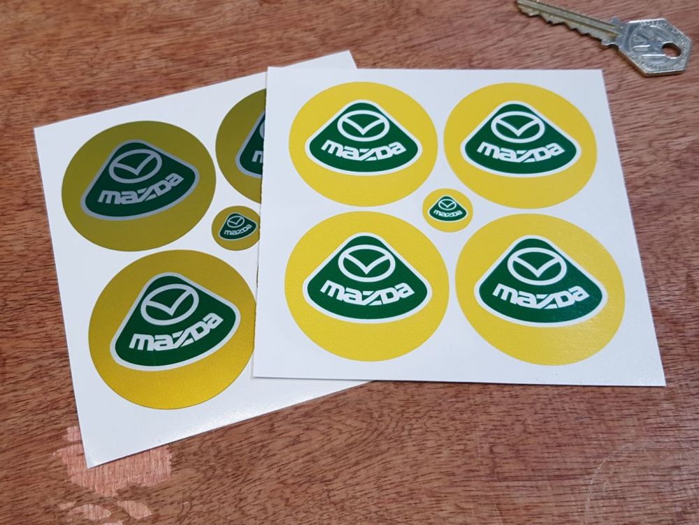 Mazda Lotus Style Wheel Centre Stickers. Set of 4. 50mm or 55mm.