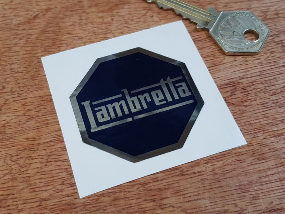 Lambretta Octagon Dark Blue Foil Sticker - 50mm