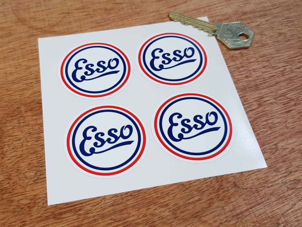 Esso Old Style Round Stickers - 2" - Set of 4