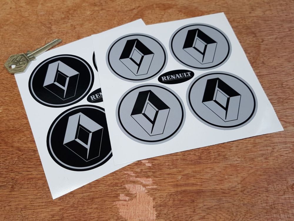 Renault Diamond Grey & Black Stickers. Set of 4. 63mm.