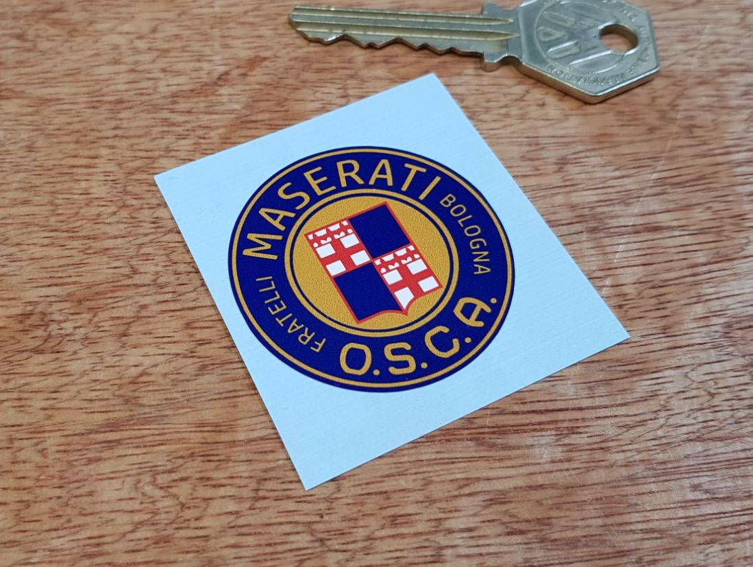 Maserati O.S.C.A Fratelli Bologna Dark Round Sticker 43mm