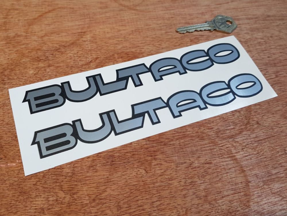 Bultaco Silver & Matt Black Cut Text Stickers 8