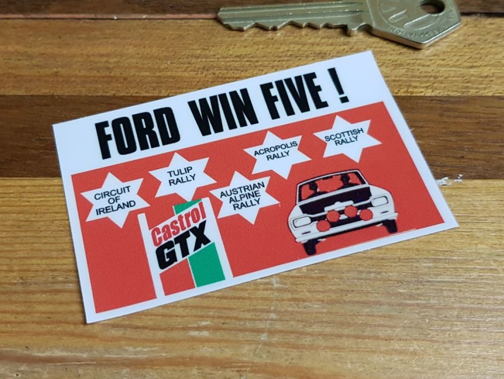 Ford Win Five Castrol GTX Window Sticker 3.25"