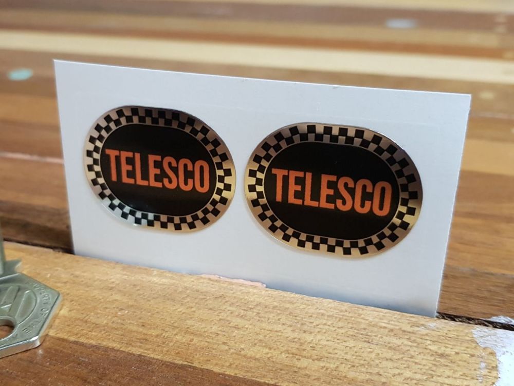 Telesco Shock Absorber Oval Foil Style Stickers - 35mm  Pair