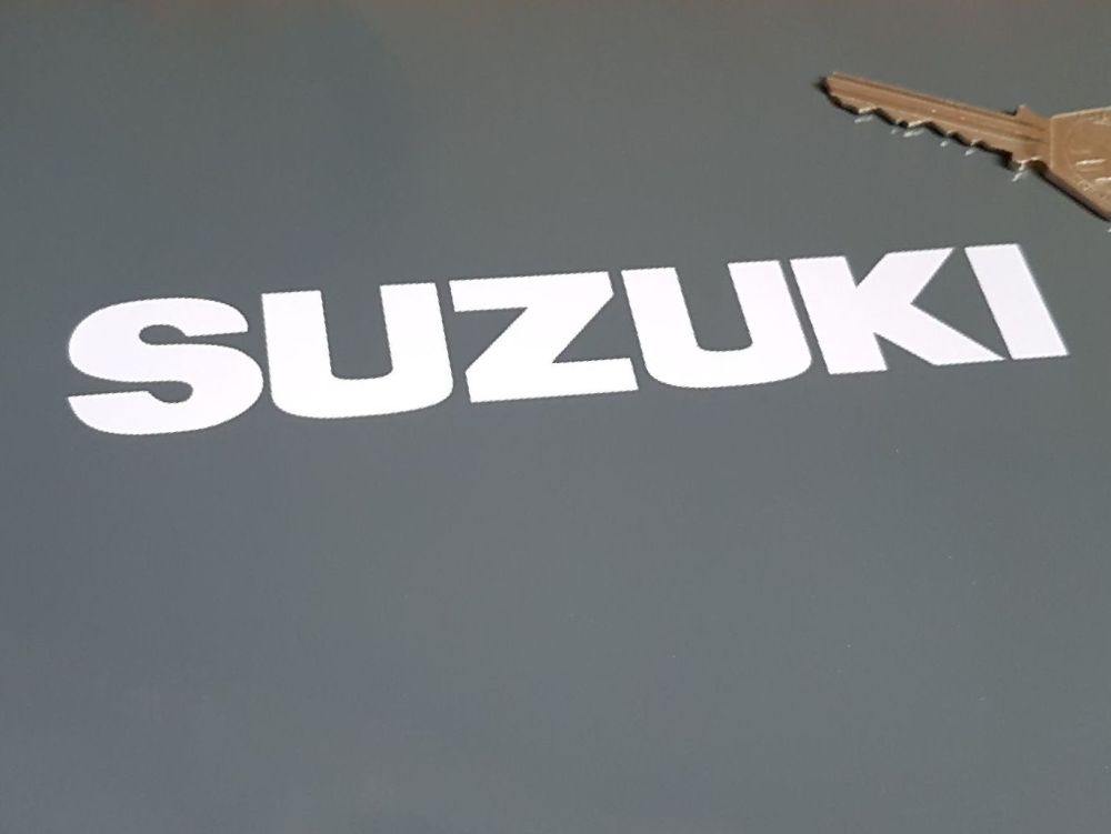 Suzuki Text Solid Style Cut Vinyl Stickers. 6 or 11.5 Pair.