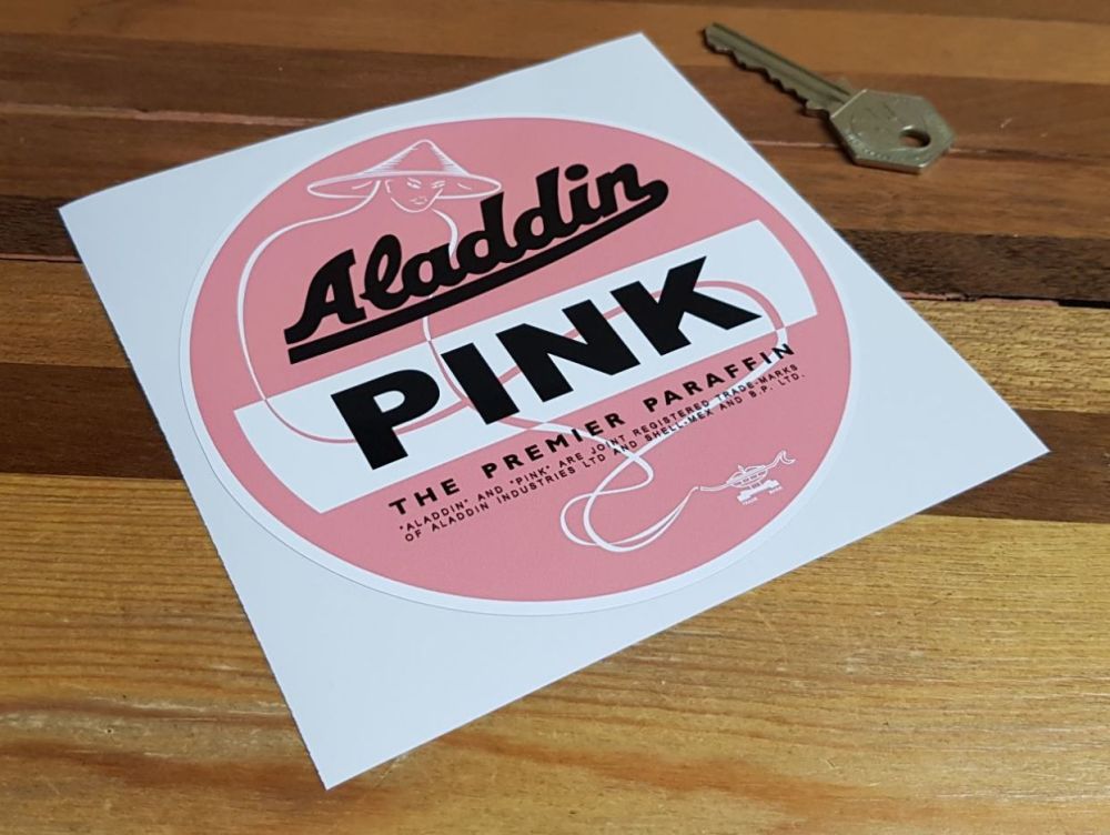 Aladdin Pink Premier Paraffin White Border Sticker - 5" or 8"