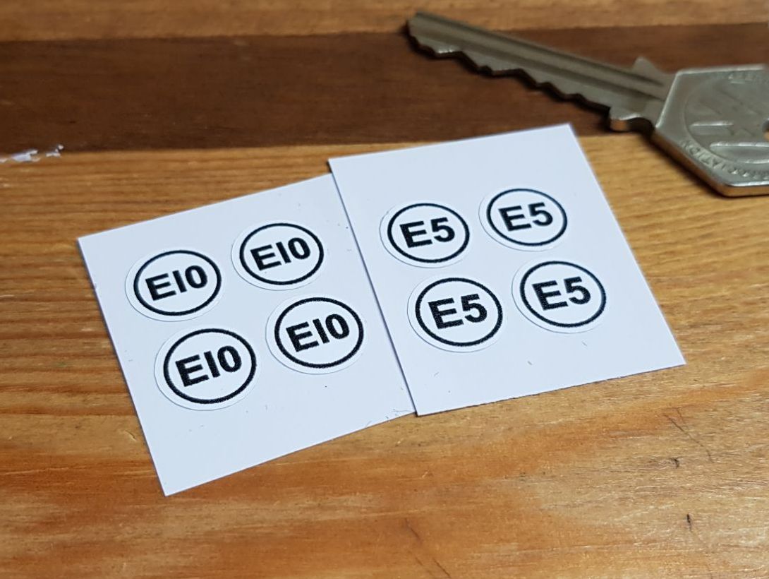 Ethanol E5 & E10 Petrol Fuel Labels - 12mm - Set of 4