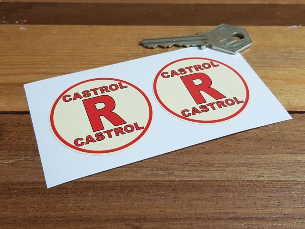 Castrol Oil R Circular Stickers 2" Pair