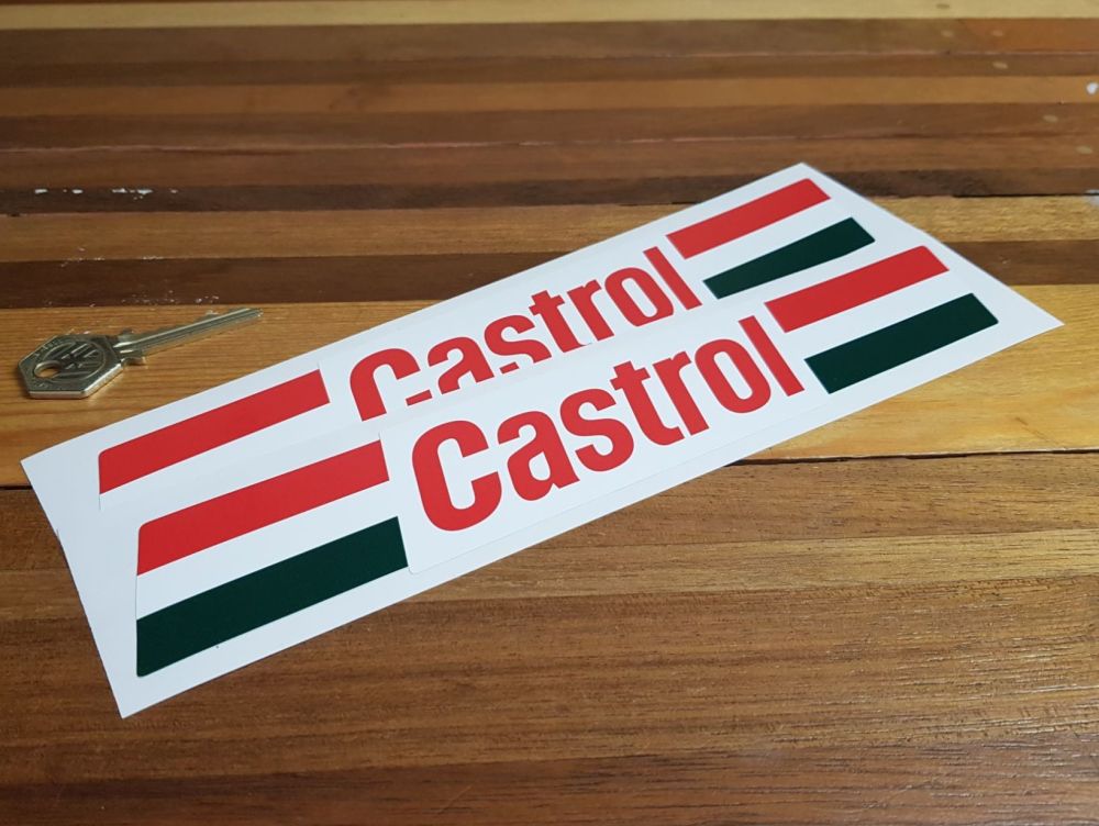Castrol Racing Slanted Oblong Stickers 10" Pair