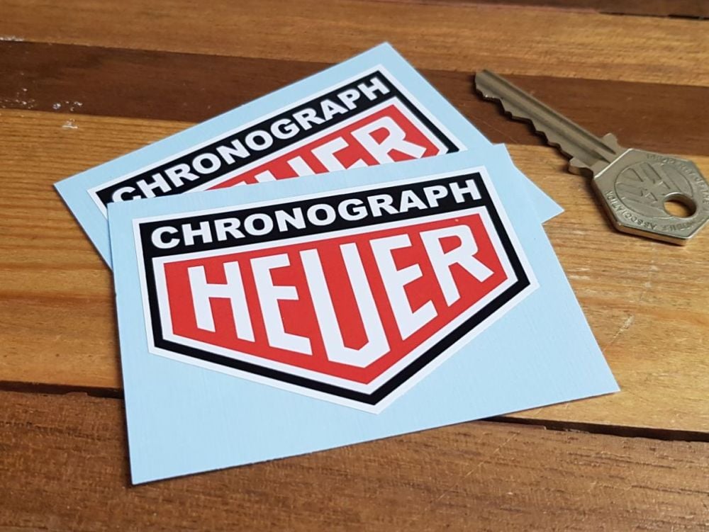 Chronograph Heuer Black Surround Stickers - 3", 5", or 7" Pair