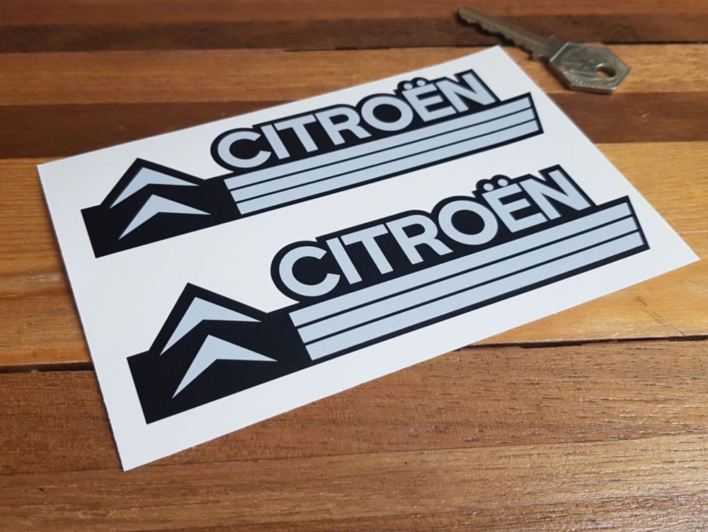 Citroen Chevron & Stripes Grey & Black Stickers 5.5" Pair