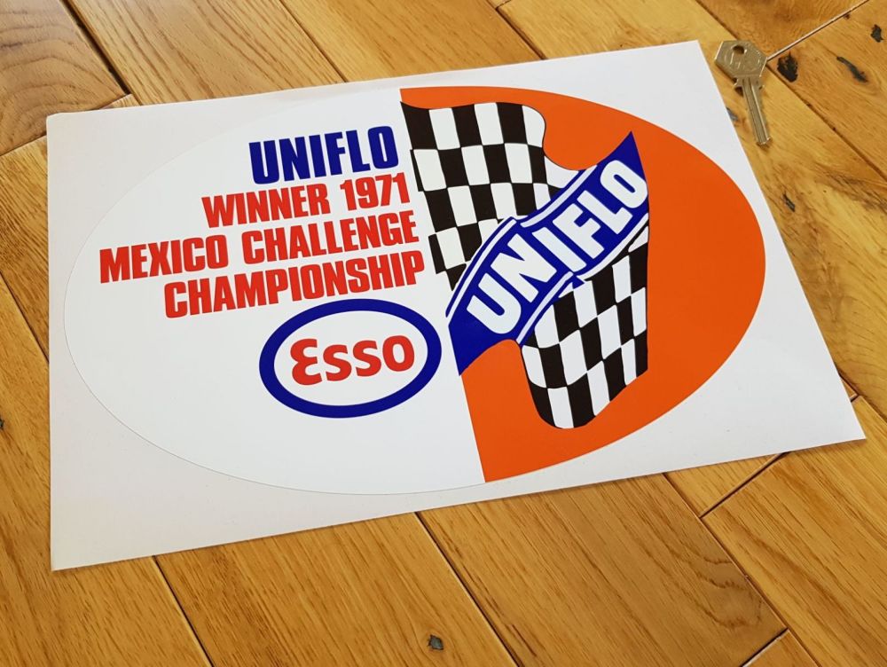 Esso UniFlo 1971 Mexico Challenge Sticker 12"