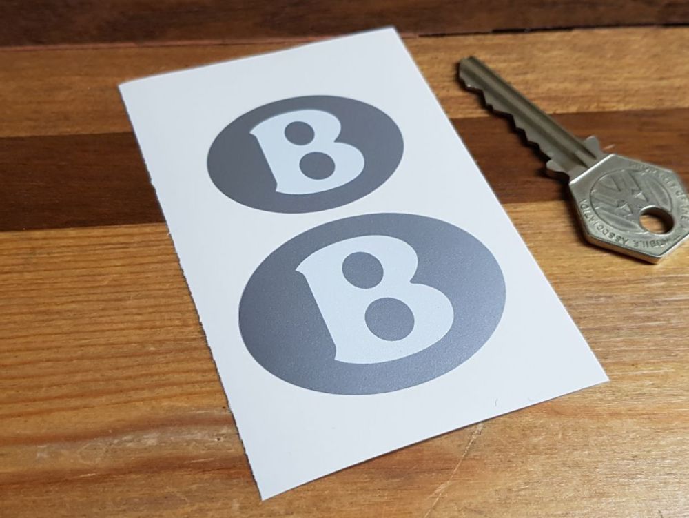 Bentley Oval White & Silver Stickers - 40mm & 50mm Pair